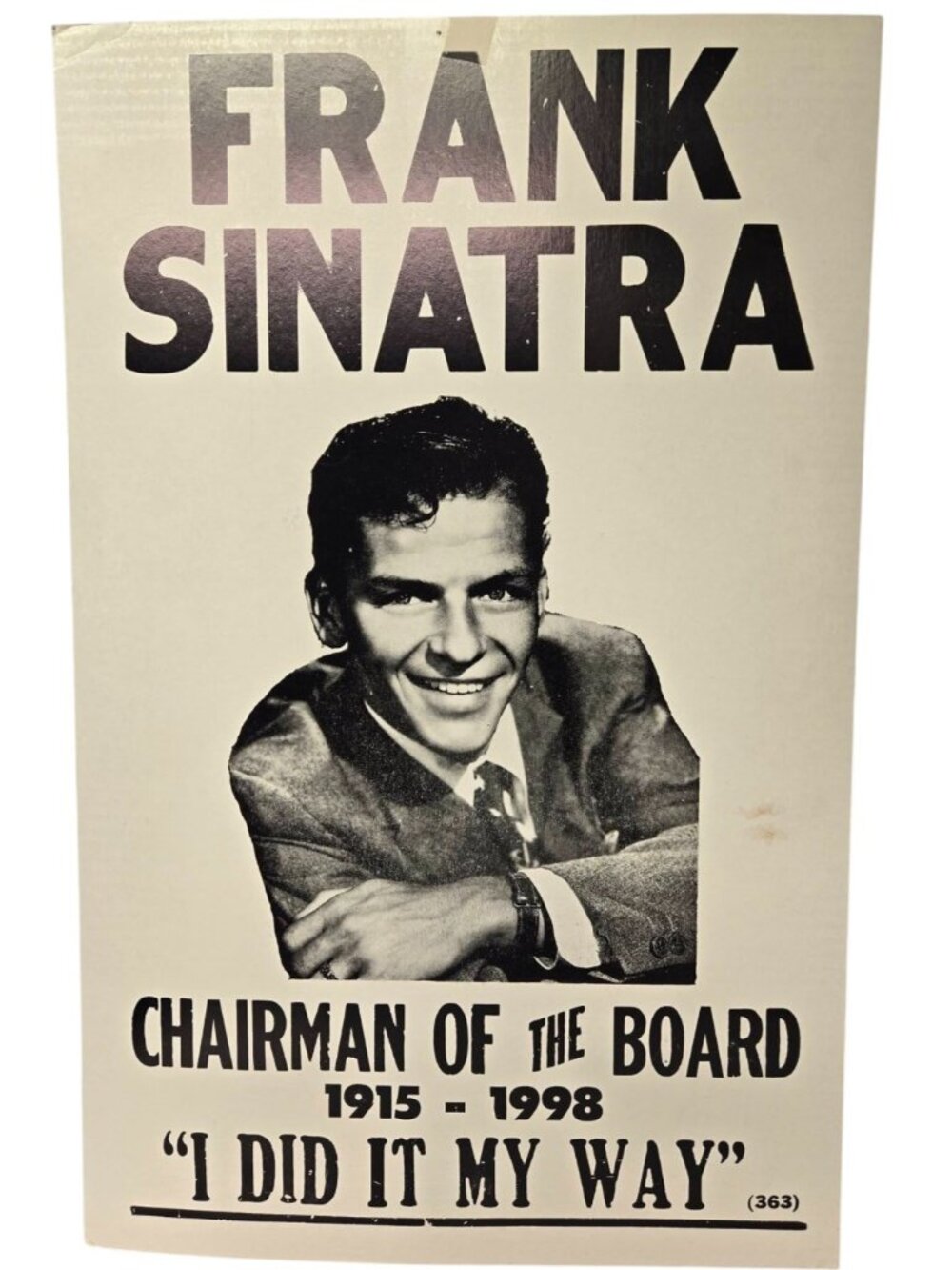 Frank Sinatra Cardstock Poster 22x14 Chairman of the Board I Did It My Way 1998